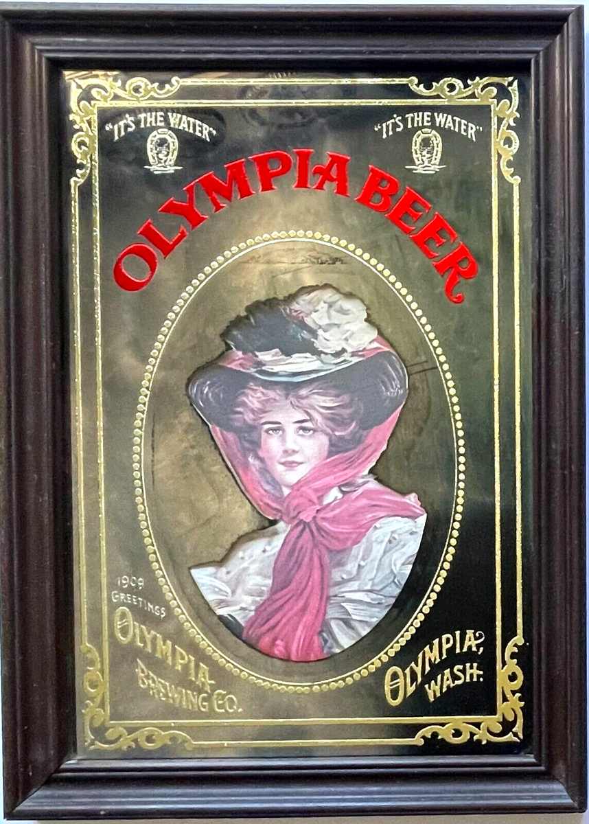 Olympia Beer パブミラー VINTAGE OLYMPIA BEER GIRL BAR MIRROR SIGN 