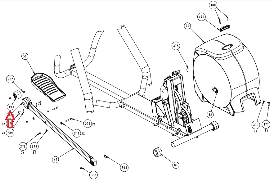 Precor Elliptical Black Stairarm Wheel Assembly PPP000000050588102 - Image 2 of 2