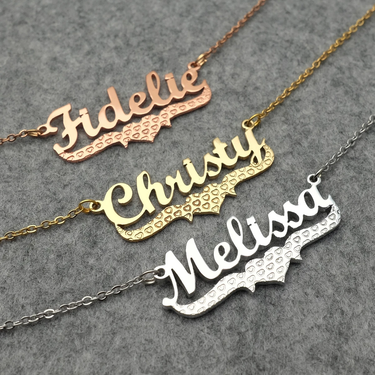 Personalized Custom Name Necklace with Heart Nameplate Jewelry Gift for Mom  Wife