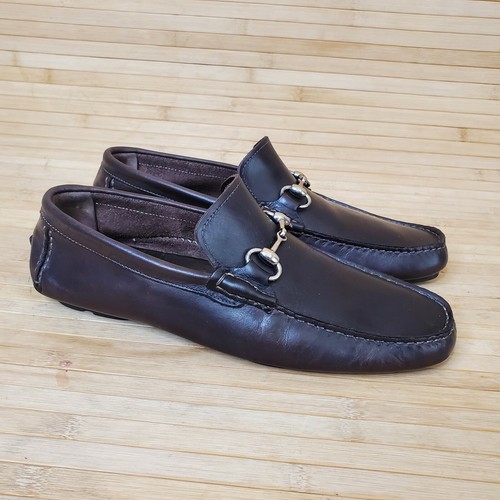 Brown leather driving Loafers horse bit 
