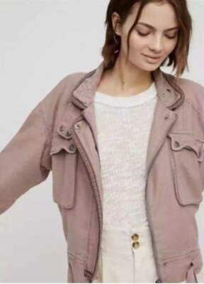 NWT Free People Flight Line Bomber Jacket in Mauve, MSRP $148, Women's Size XS