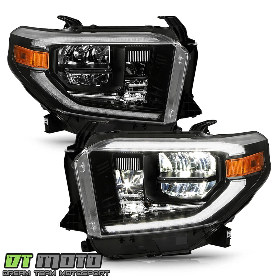 Faros delanteros izquierda+derecha LED DRL LED negros para Toyota Tundra 2018-2021 Foto 2 de 4