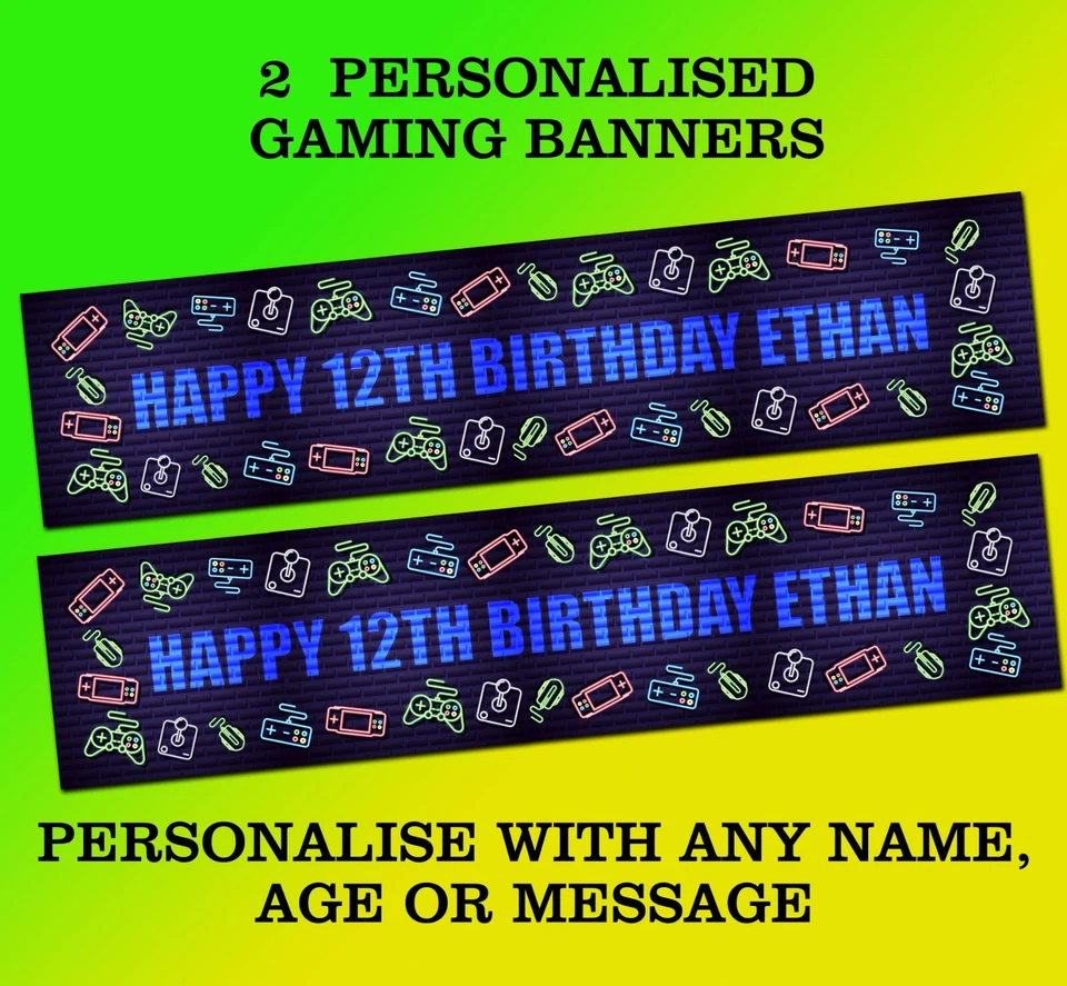 2 consola de juegos de banner personalizada Mejor cumpleaños de fiesta de jugador Foto 2 de 2