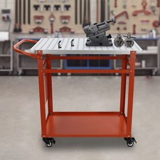 Tavolo di Saldatura 272kg/600lbs Banco da Lavoro per Saldatura Rettangolare con Ruote Universali