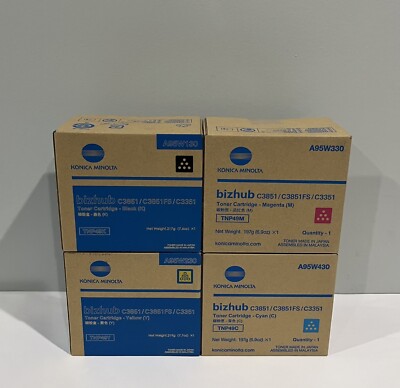 Konica Minolta TNP49 Toner Cartridge Set Yellow Magenta Cyan Black, Bizhub C3351