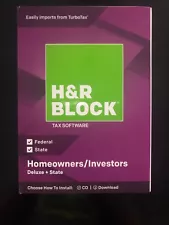 H&R Block Deluxe + State 2018 Homeowners/Investors Tax Software Disc Windows/Mac