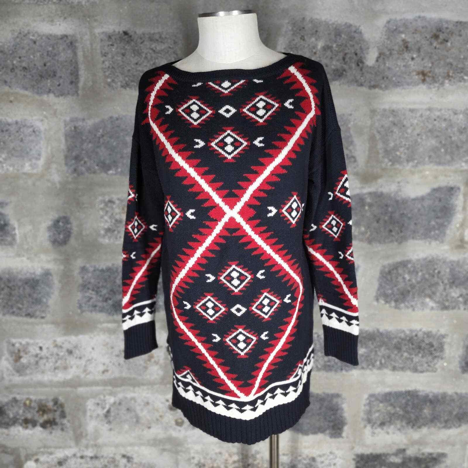 M LRL Ralph Lauren Aztec print sweater red black white | eBay