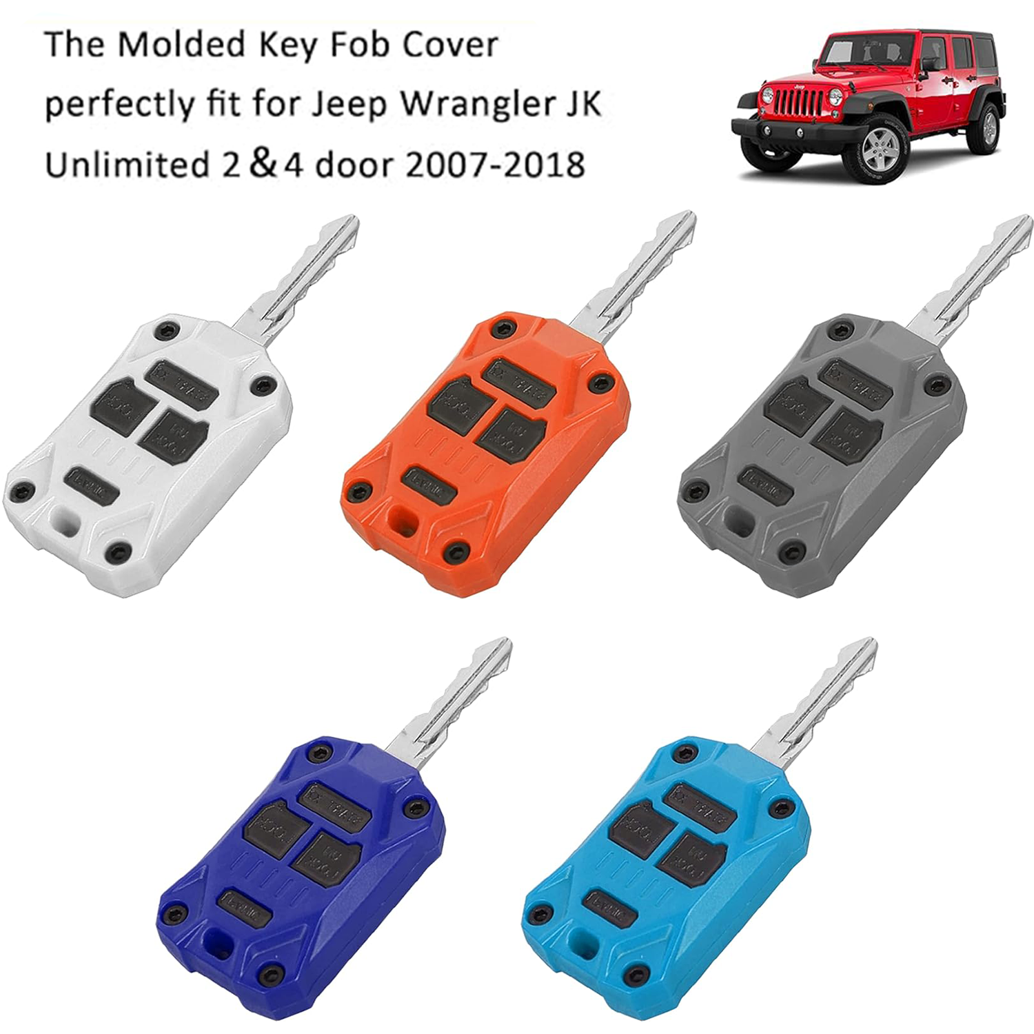 For JK Accessories Car Key Fob Case Cover for Jeep Wrangler JK 2007-2018