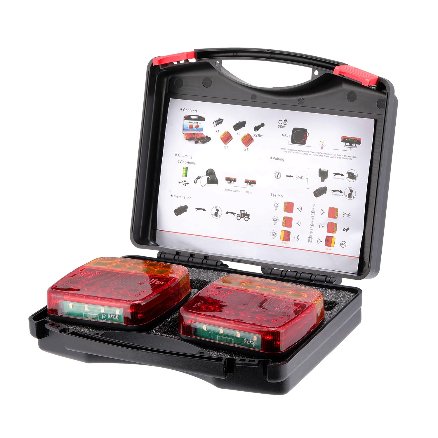 Wireless Led Rear Tail Lights Battery Operated USB Tow Towing Trailer eBay