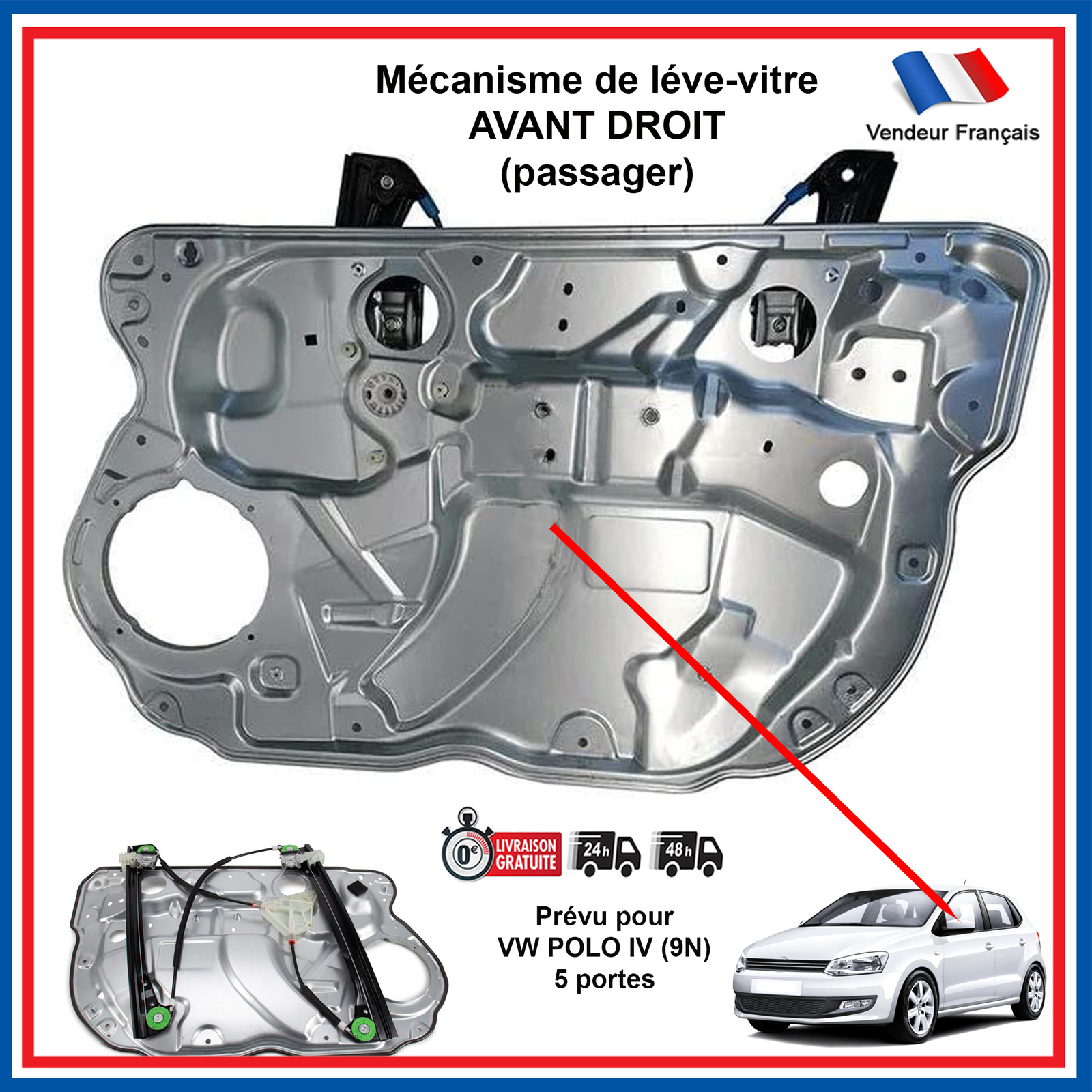 Réparer vitre bloquée VW Polo 9N avec le lève-vitre électrique avant droit
