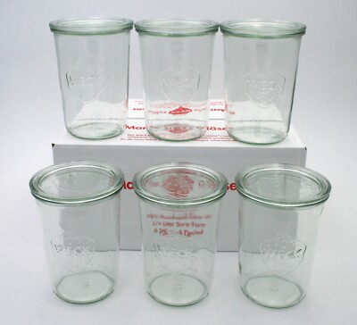 6 Weck Einkochgläser Einmachgläser Sturzform 850 ml RR 100 mit Deckel Nr.743