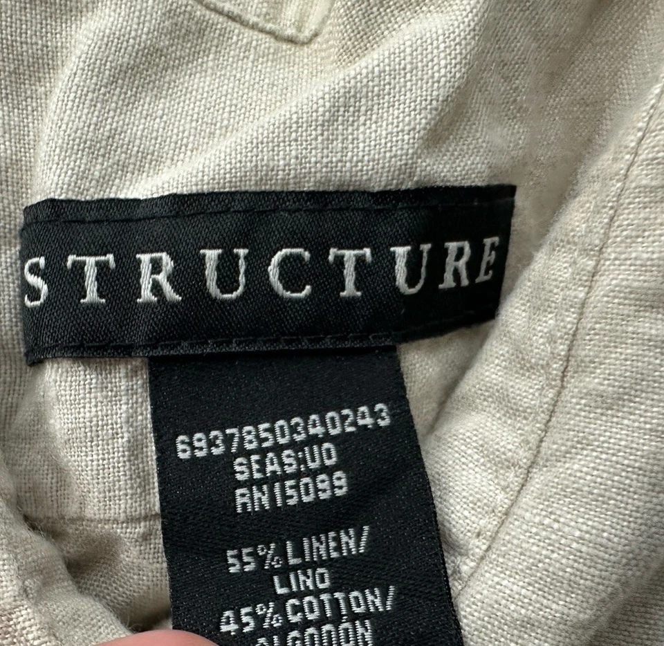 Structure Men’s Linen Casual Adventure Shirt Short Sleeve Pockets Size Medium - Image 3 of 4
