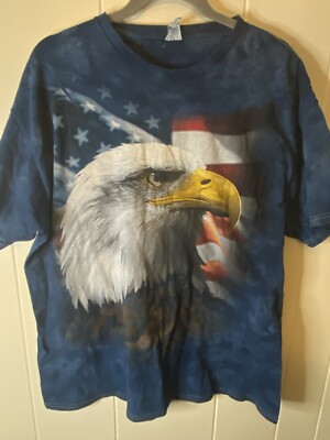 Delta USA Flag Eagle T Shirt Men's 2XL XL Short Sleeve Blue Pre-shrunk Cotton