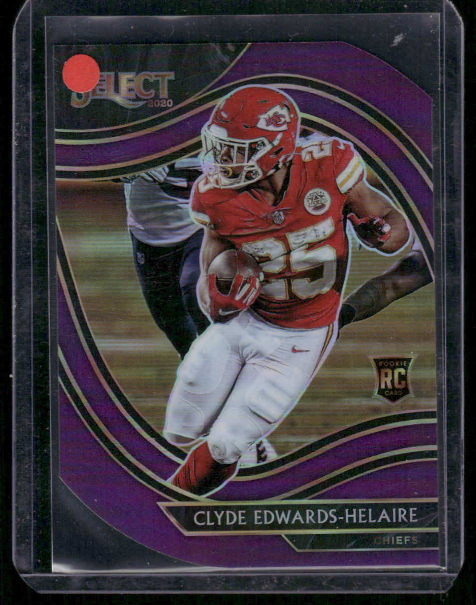 2020 Panini Select #354 Clyde Edwards-Helaire Purple Prizm Die Cut