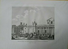 GRAVURE ANCIENNE-REVOLUTION-TRANSLATION DE LOUIS XVI ET DE SA FAMILLE AU TEMPLE