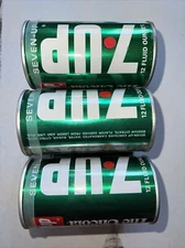 Vintage 7-UP Six Pack Pull Top 12 Ounce Cans Empty Complete w Ring