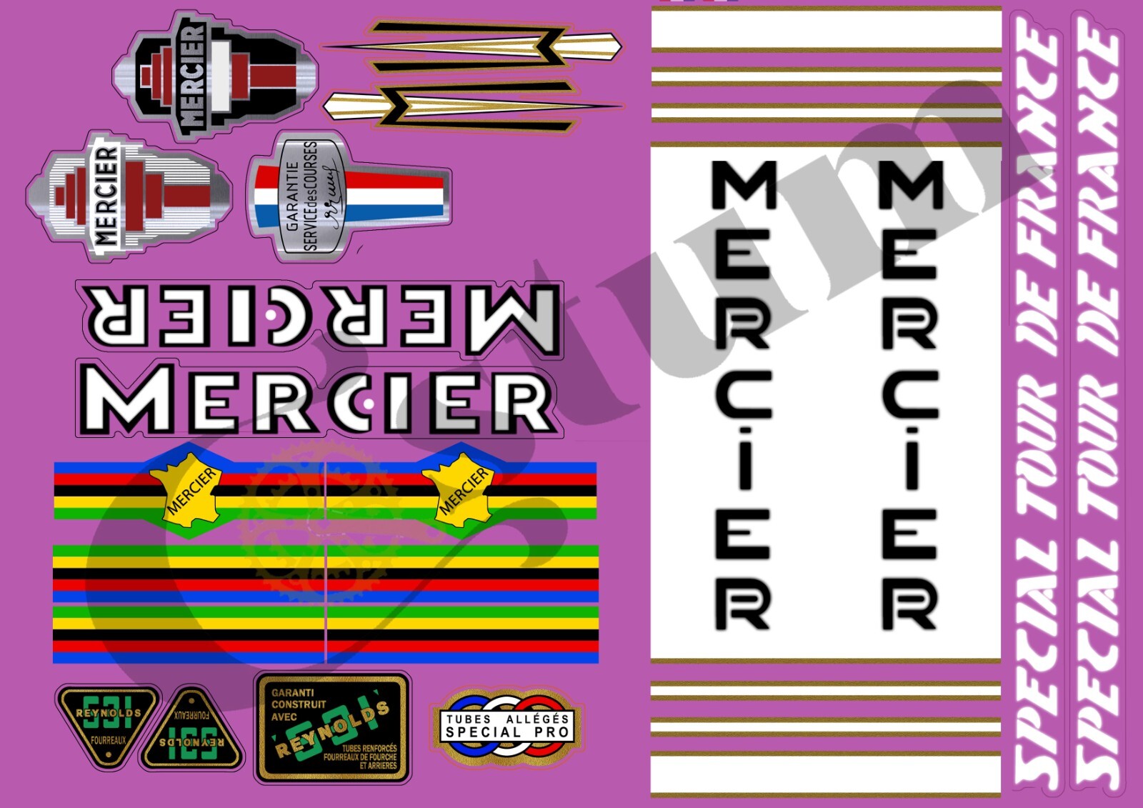 Stickers vélo Mercier vintage pour cadre de bicyclette de course blanche