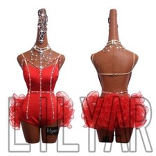 New Latin dance Competition Performs Adult Glitter Diamond Dress Dance Skirt