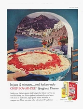 Chef Boyardee Print Ad Vintage Advertisement Food Advertising Spaghetti 1958