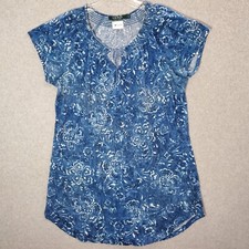 Lauren Ralph Lauren Women Dress Large Blue Floral Mini T-Shirt Smocked READ
