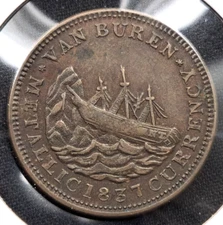 1837 VanBuren Metallic Currency 1841 Webster Credit Currency Hard Time Token2658