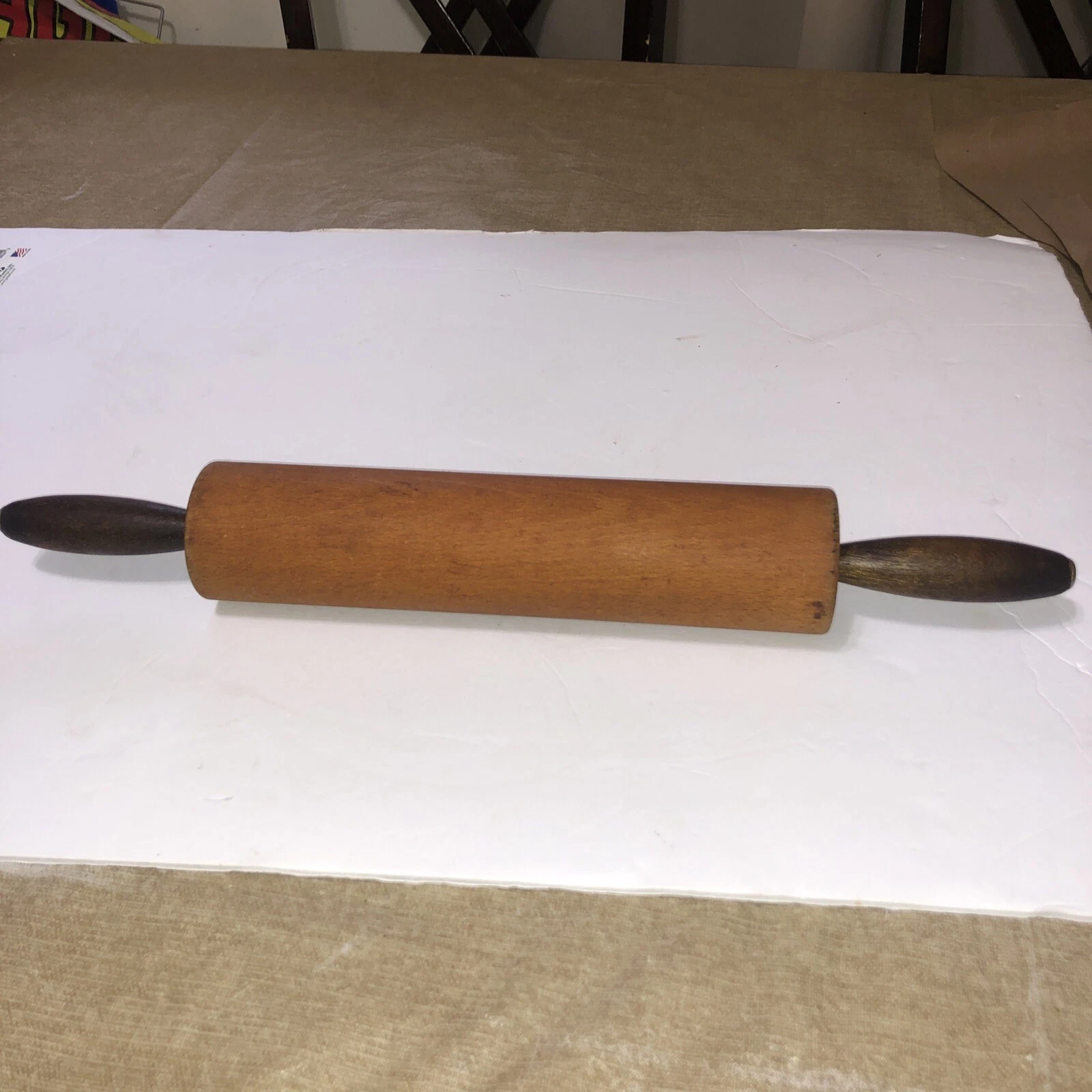Vintage Wooden Rolling pin Great Quality Piece Of History 18” long