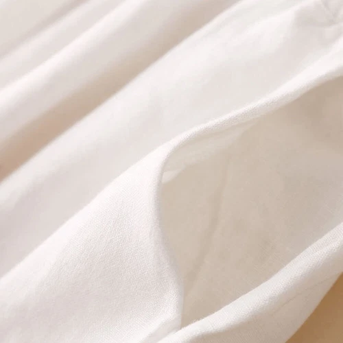 Summer Women Drawstring Waist Wide Leg Loose Cotton Linen Solid Pants Asian - Picture 12 of 24