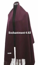 Large 100% 4-Ply Pure Cashmere Shawl Wrap, Puple