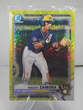 2021 Bowman Chrome Prospects Freddy Zamora #BCP-2 Yellow Mini-Diamond Ref 66/75