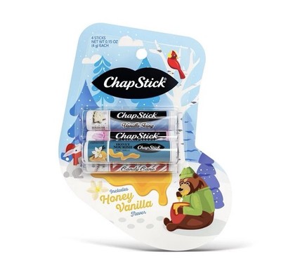 Chapstick Holiday Lip Balm Gift Set Honey Candy Cane Vanilla Icing Cotton Candy