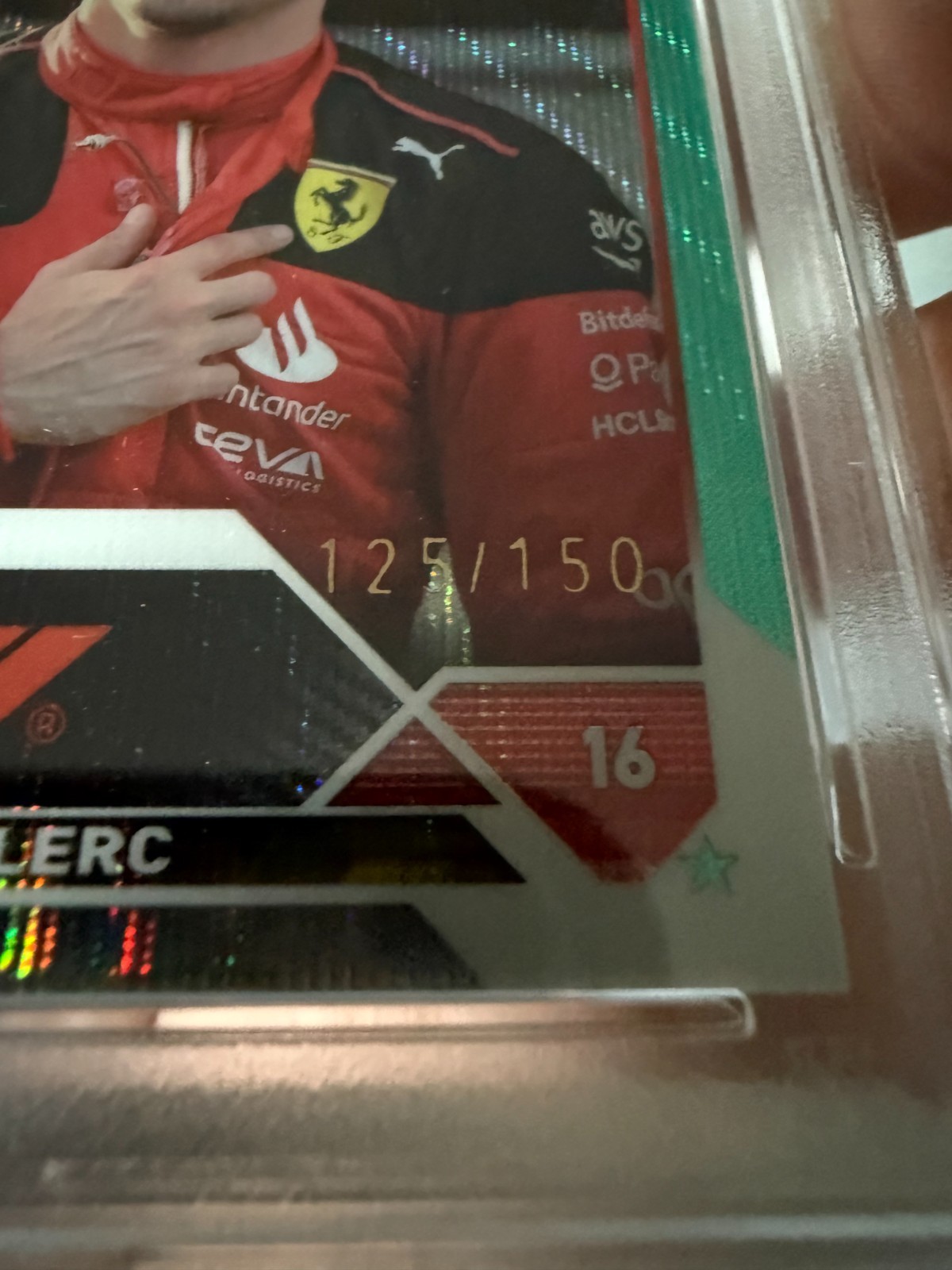 2023 Topps Chrome F1 Charles Leclerc #6 Aqua Wave PSA 9 view 2