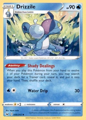 DRIZZILE 056/202 UNCOMMON SWORD & SHIELD POKEMON NEAR MINT