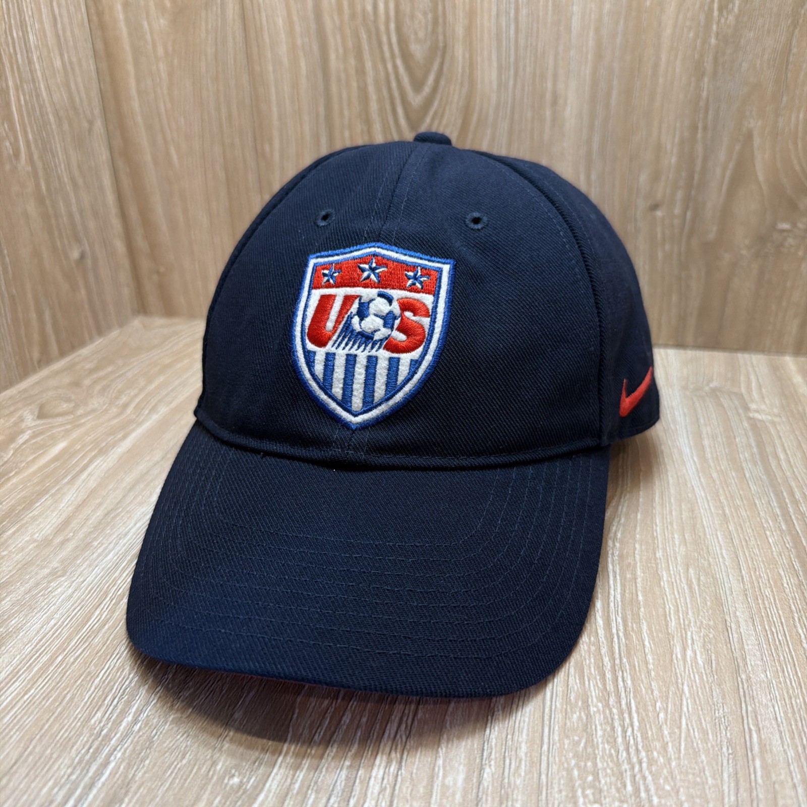 Vintage Nike 90s Team USA Soccer Logo Embroidered Hat Cap Strap Back Blue Soccer