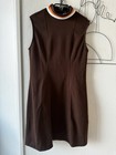 Robe vintage chemise lacoste made in france marron col rayé zip dos S 