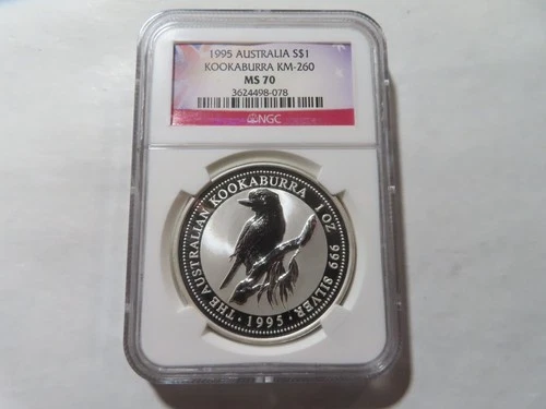 Q74 Australia 1995 SILVER 1oz Dollar "Kookaburra" NGC MS-70