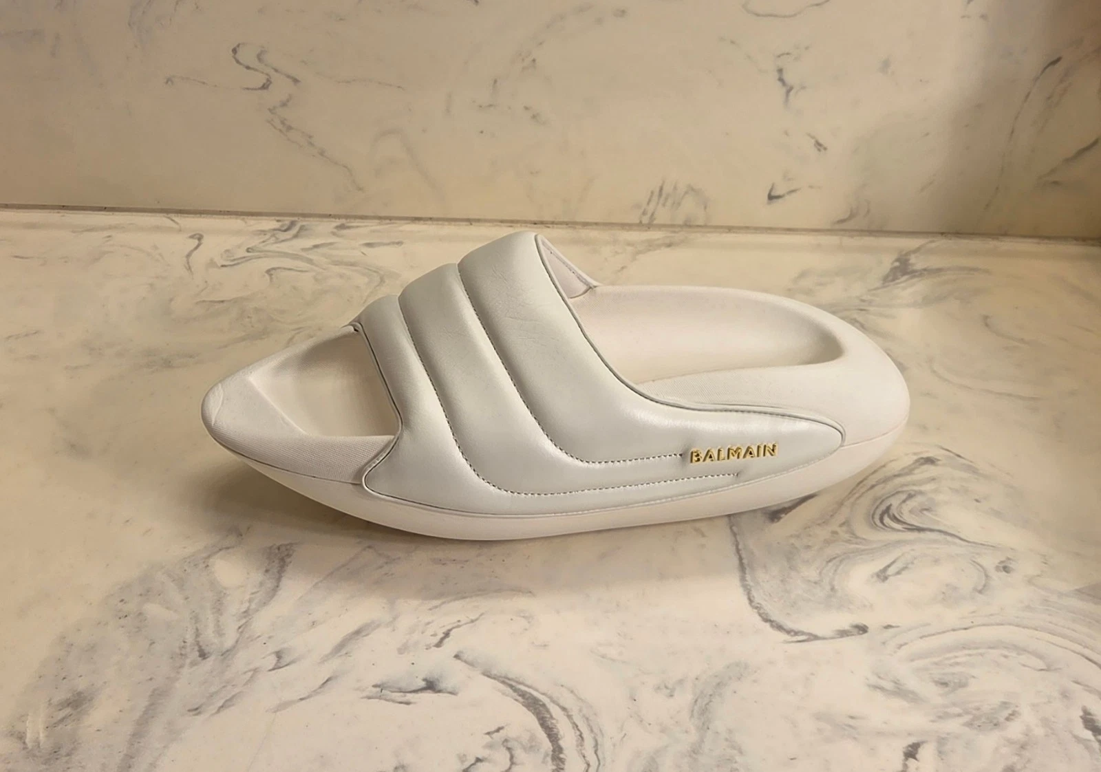 Balmain — New! Balmain 'B-It' Puffy Quilted Slide Sandals Mens 12 US 45 Eur. MSRP $795