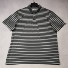 Nike Golf Dri-Fit Polo Shirt Mens Size XL Gray Striped Performance Short Sleeve
