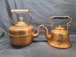 Lot Of 2 Beautiful Copper Vintage Tea Kettle Set Bigger Teapot Made In England!