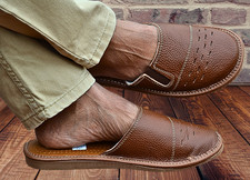 Pantofole estive da uomo fatte a mano in Polonia vera pelle mules house scarpe nuove