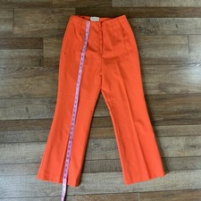 70s VINTAGE Country Set Orange High Rise Flare Pants Trousers Size S 3202