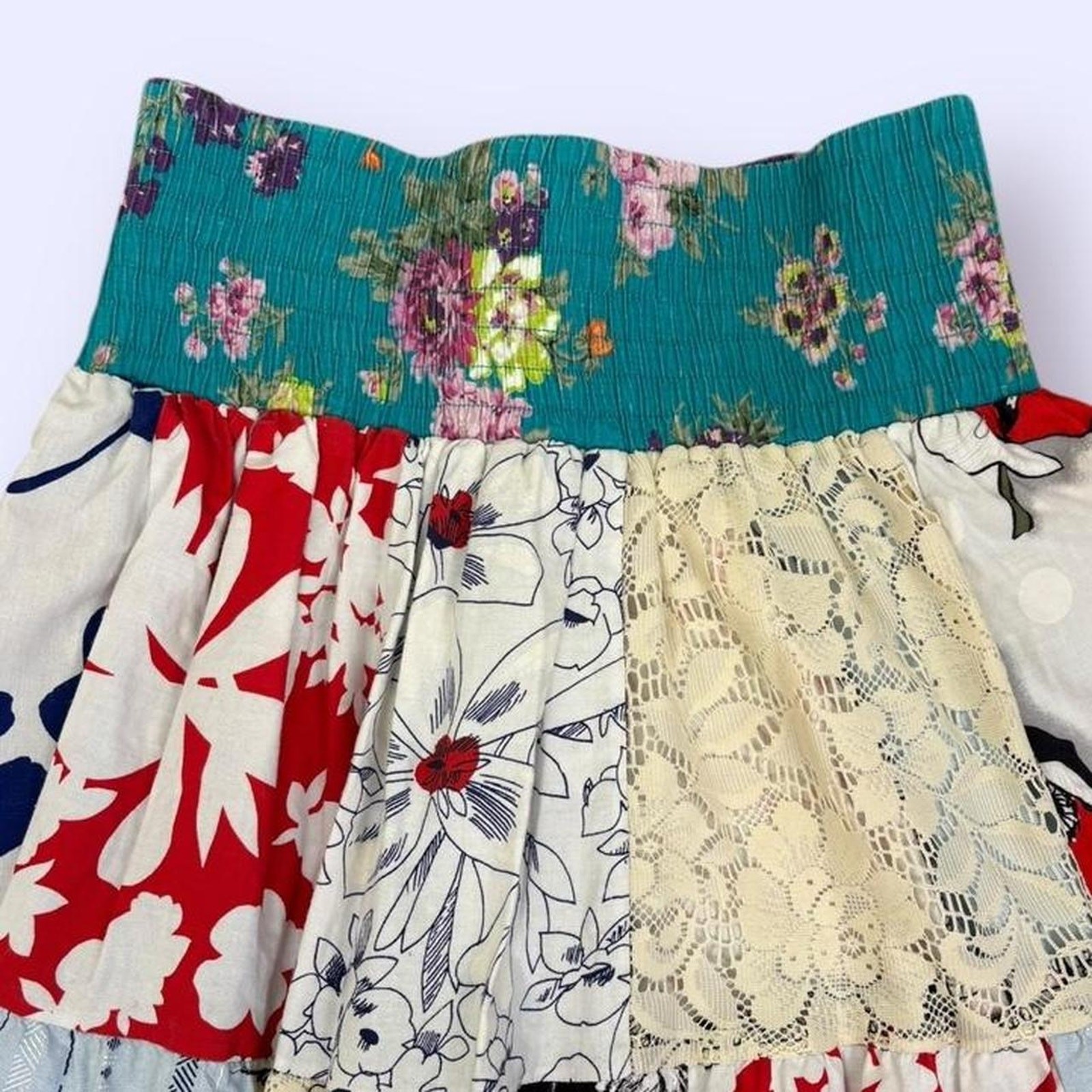 Cottagecore multi coloured patchwork skirt - image 2