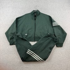 Adidas Tracksuit Sweatsuit 2 Piece Set Sweatpants Jacket Green Adicolor Womens M
