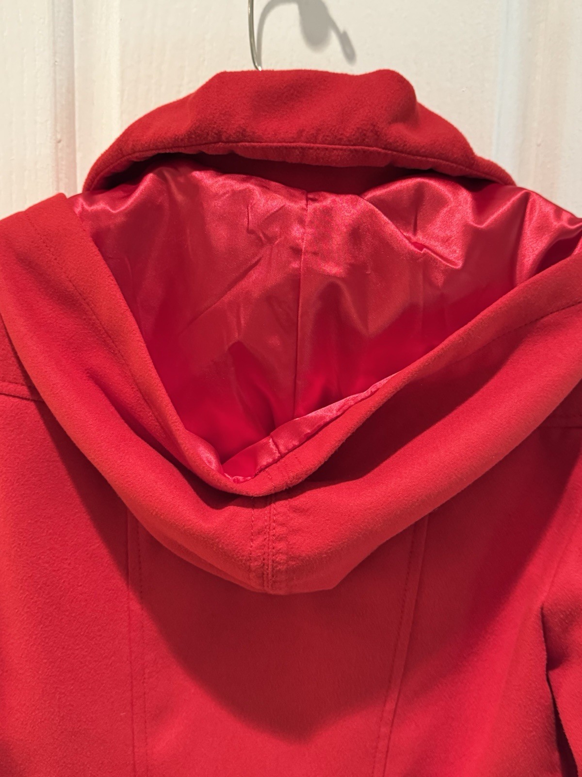 Pink Envelope Red Polyester Double Breasted Pea C… - image 3