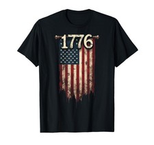 1776 Distressed American Flag Patriotic T-Shirt