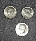 Lot of Three 1964 Kennedy Half Dollar Coins 90% Silver, Circulated
