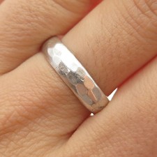 925 Sterling Silver Vintage Hammered Wedding Band Ring Size 8.75