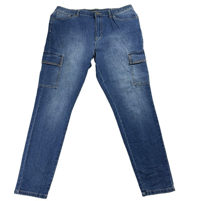 D Jeans Womens Size 14 Blue Cargo Denim Pants Studded Streetwear Retro Y2K Style