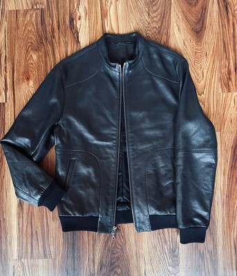 Jardine Leather Cafe Racer Jacket 38 Black USA Made RIRI Zippers Rag & Bone Rare