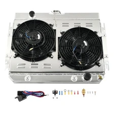 3 Row Radiator+Shroud Fan+Relay Kit For 63-68 Chevy Impala 64-67 EL Camino