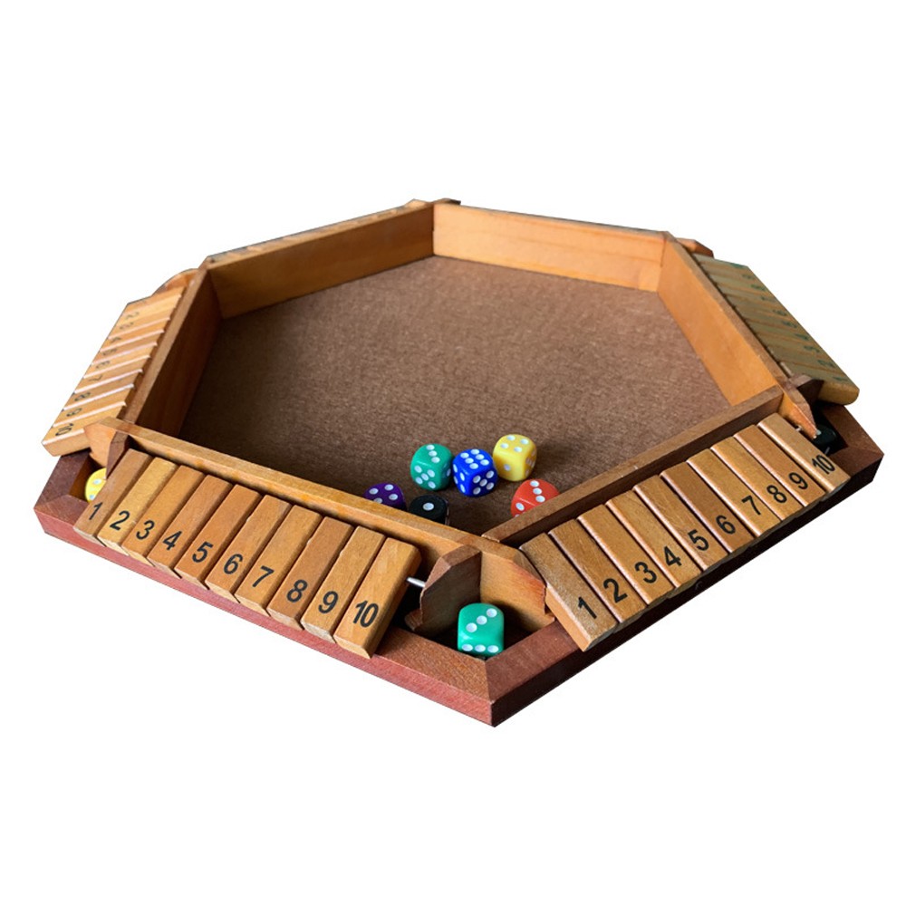 1-6 Players Shut The Box Dice Game Wooden Board Table Math Game With 6 Dice For